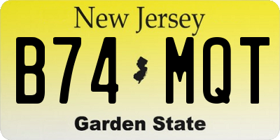 NJ license plate B74MQT