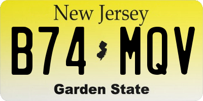 NJ license plate B74MQV