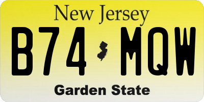 NJ license plate B74MQW