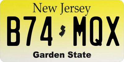 NJ license plate B74MQX