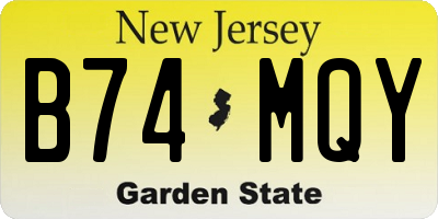 NJ license plate B74MQY