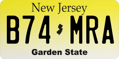 NJ license plate B74MRA