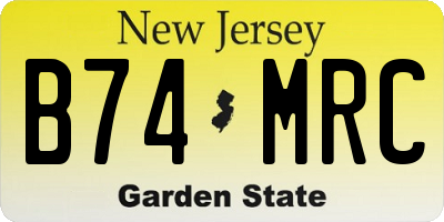NJ license plate B74MRC
