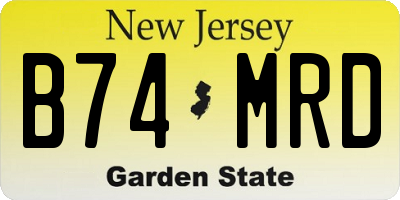NJ license plate B74MRD
