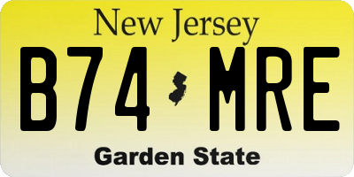 NJ license plate B74MRE