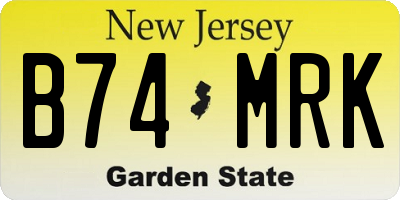 NJ license plate B74MRK