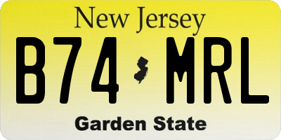 NJ license plate B74MRL