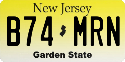 NJ license plate B74MRN