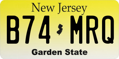 NJ license plate B74MRQ