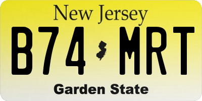 NJ license plate B74MRT