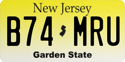 NJ license plate B74MRU