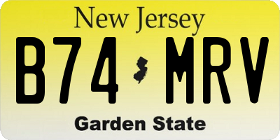 NJ license plate B74MRV