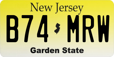 NJ license plate B74MRW
