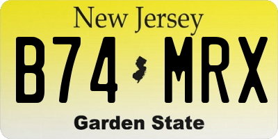 NJ license plate B74MRX