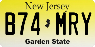 NJ license plate B74MRY