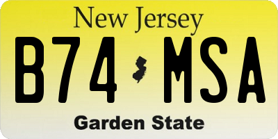 NJ license plate B74MSA