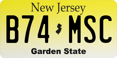 NJ license plate B74MSC