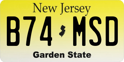 NJ license plate B74MSD