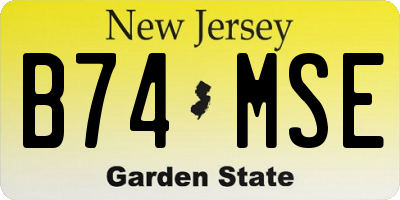 NJ license plate B74MSE