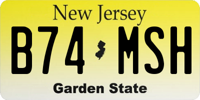 NJ license plate B74MSH