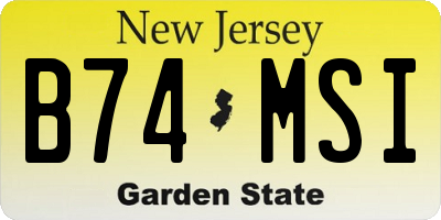 NJ license plate B74MSI