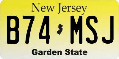 NJ license plate B74MSJ