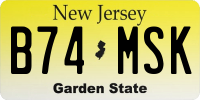 NJ license plate B74MSK