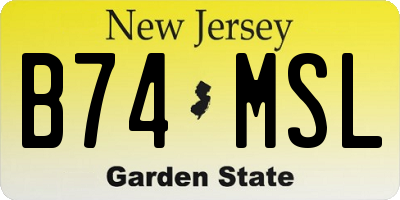 NJ license plate B74MSL