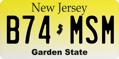 NJ license plate B74MSM