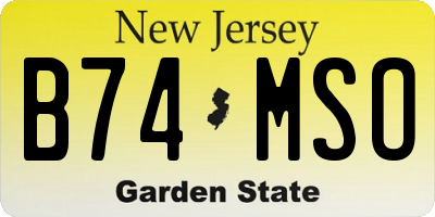 NJ license plate B74MSO