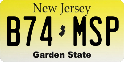 NJ license plate B74MSP