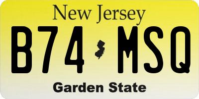 NJ license plate B74MSQ