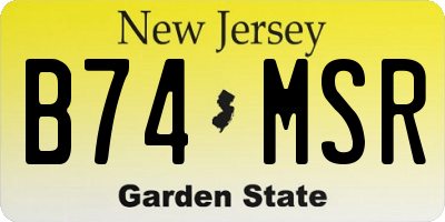 NJ license plate B74MSR