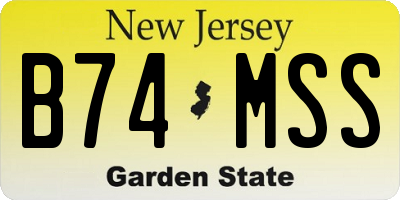NJ license plate B74MSS