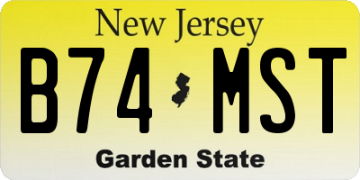 NJ license plate B74MST