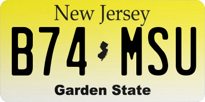 NJ license plate B74MSU