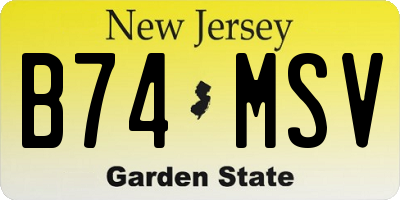 NJ license plate B74MSV