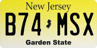 NJ license plate B74MSX