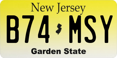 NJ license plate B74MSY
