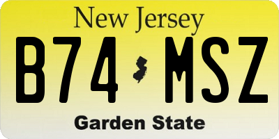 NJ license plate B74MSZ
