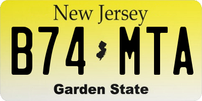 NJ license plate B74MTA