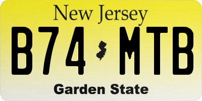 NJ license plate B74MTB