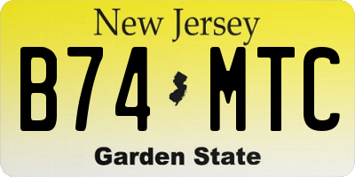 NJ license plate B74MTC