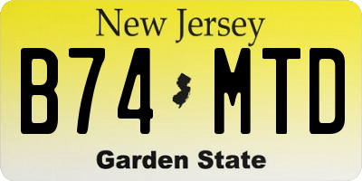 NJ license plate B74MTD