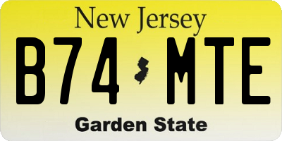 NJ license plate B74MTE