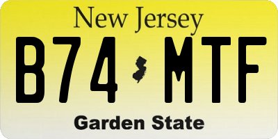 NJ license plate B74MTF