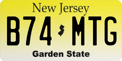 NJ license plate B74MTG