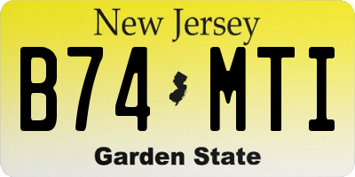 NJ license plate B74MTI
