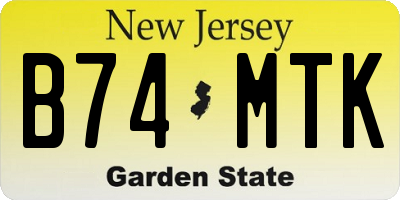 NJ license plate B74MTK