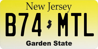 NJ license plate B74MTL